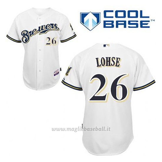 Maglia Baseball Uomo Milwaukee Brewers Kyle Lohse 26 Bianco 1ªCool Base